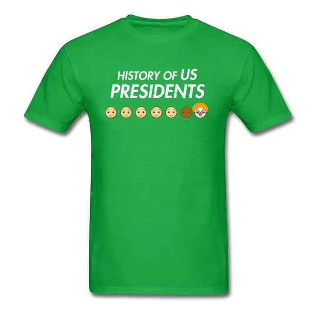 Men's Novelty Summer History of US President Cartoon O-Neck T-Shirt