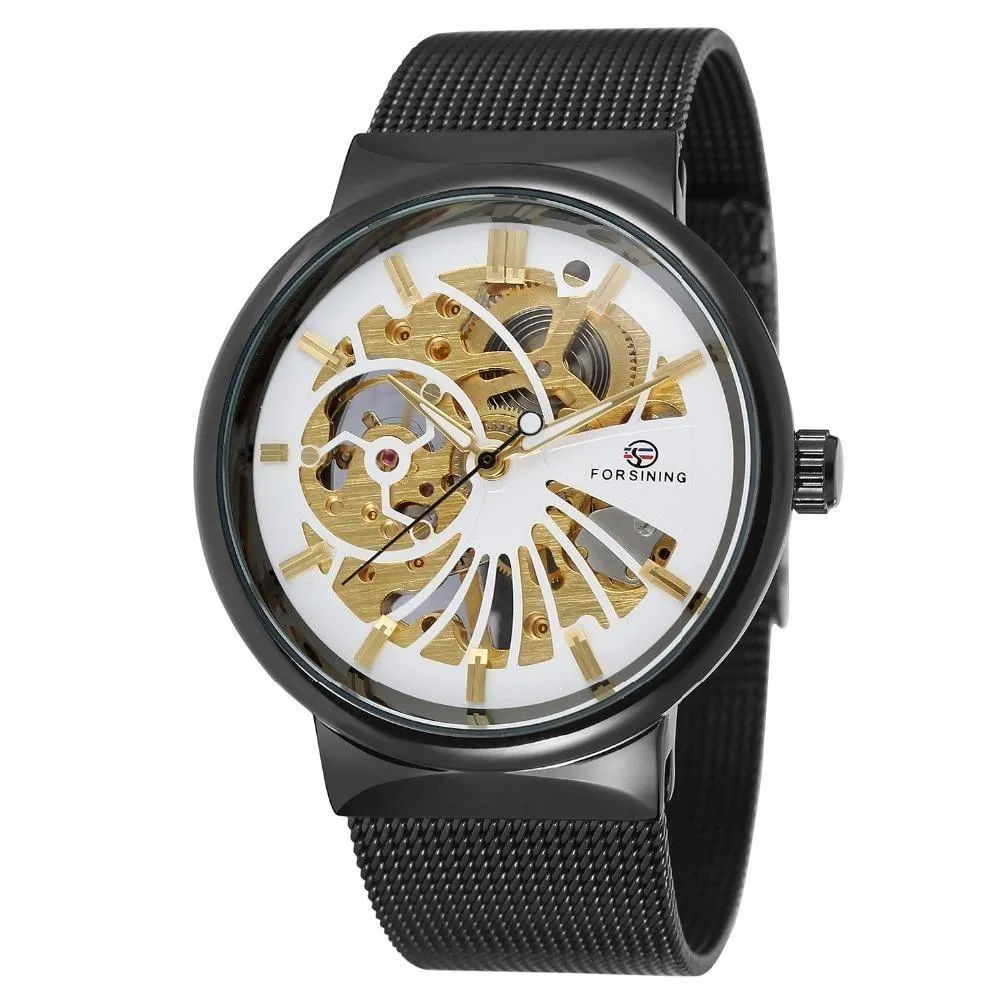 Men's Popular Hand-Wind Ultra-Thin Stainless Steel Mechanical Wristwatches