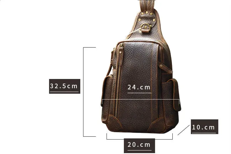 Men's Retro Genuine Leather Daily Travel Multifunctional Chest Bag