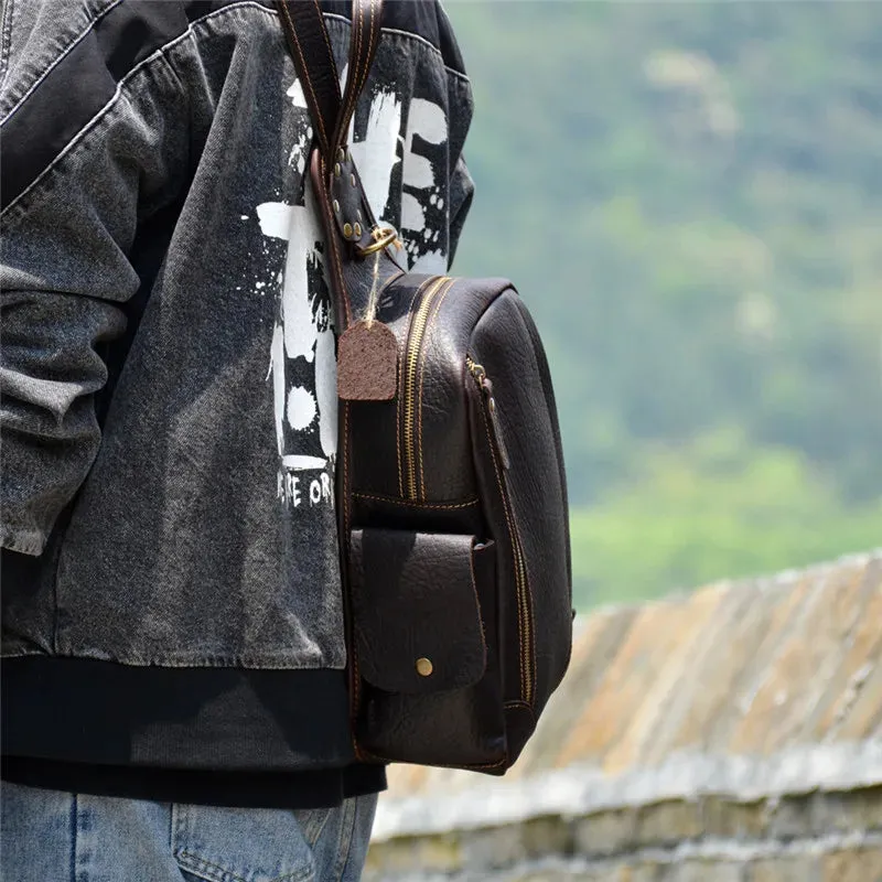 Men's Retro Genuine Leather Daily Travel Multifunctional Chest Bag