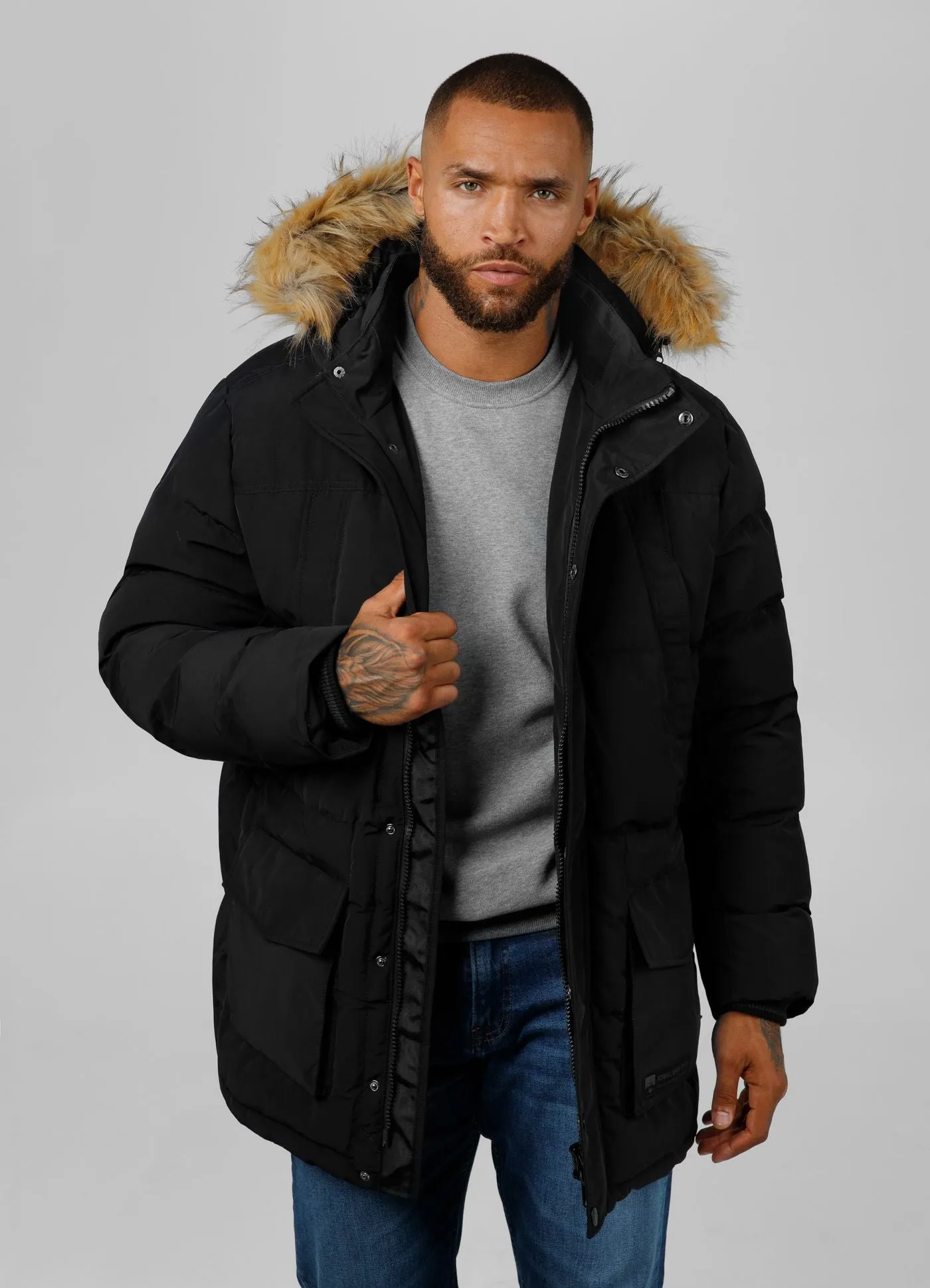 Men's winter  hooded parka jacket Forest