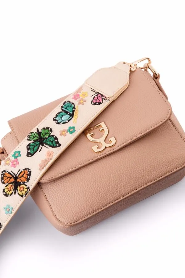 Mini Goblet Crossbody Bag : Misty Pink With Embroidered Strap