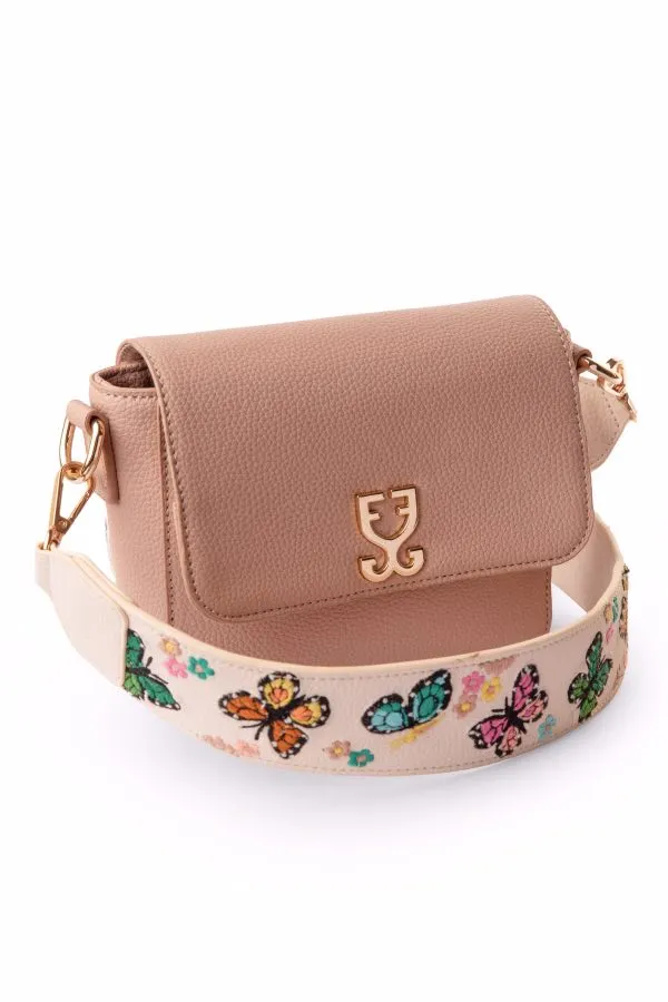 Mini Goblet Crossbody Bag : Misty Pink With Embroidered Strap