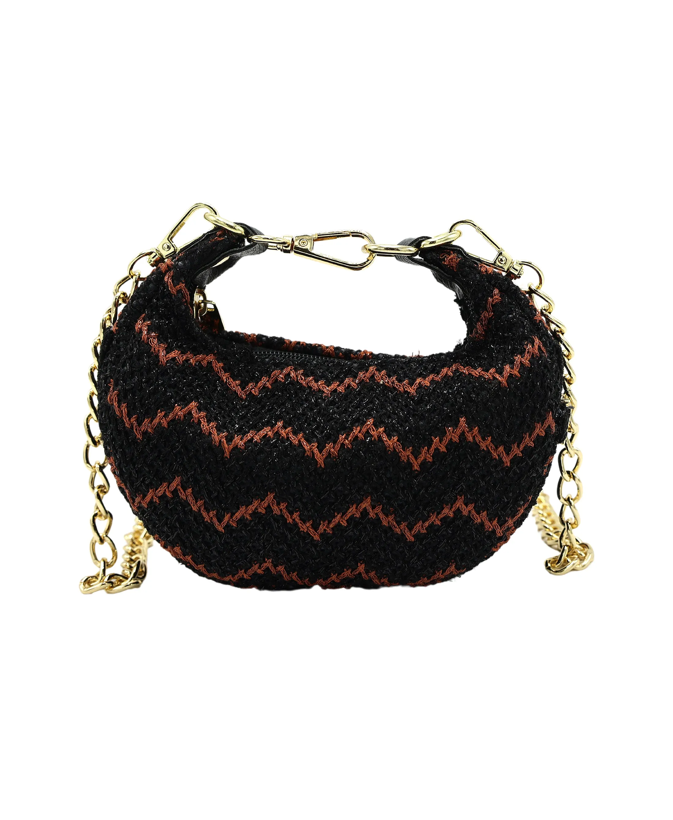 Mini Zig-Zag Metallic Mesh Crossbody Bag