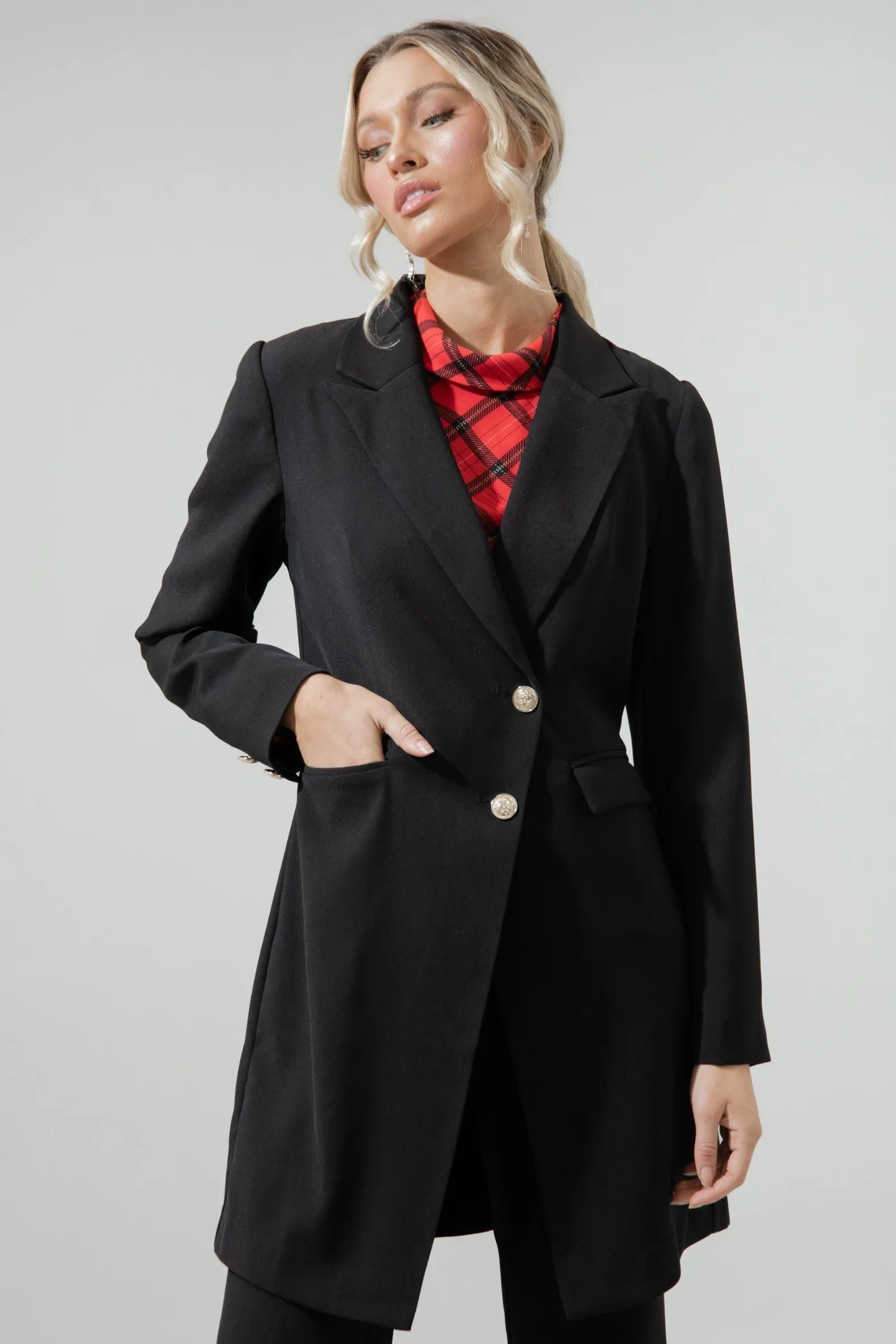 Morgan Peaked Lapel Long Jacket