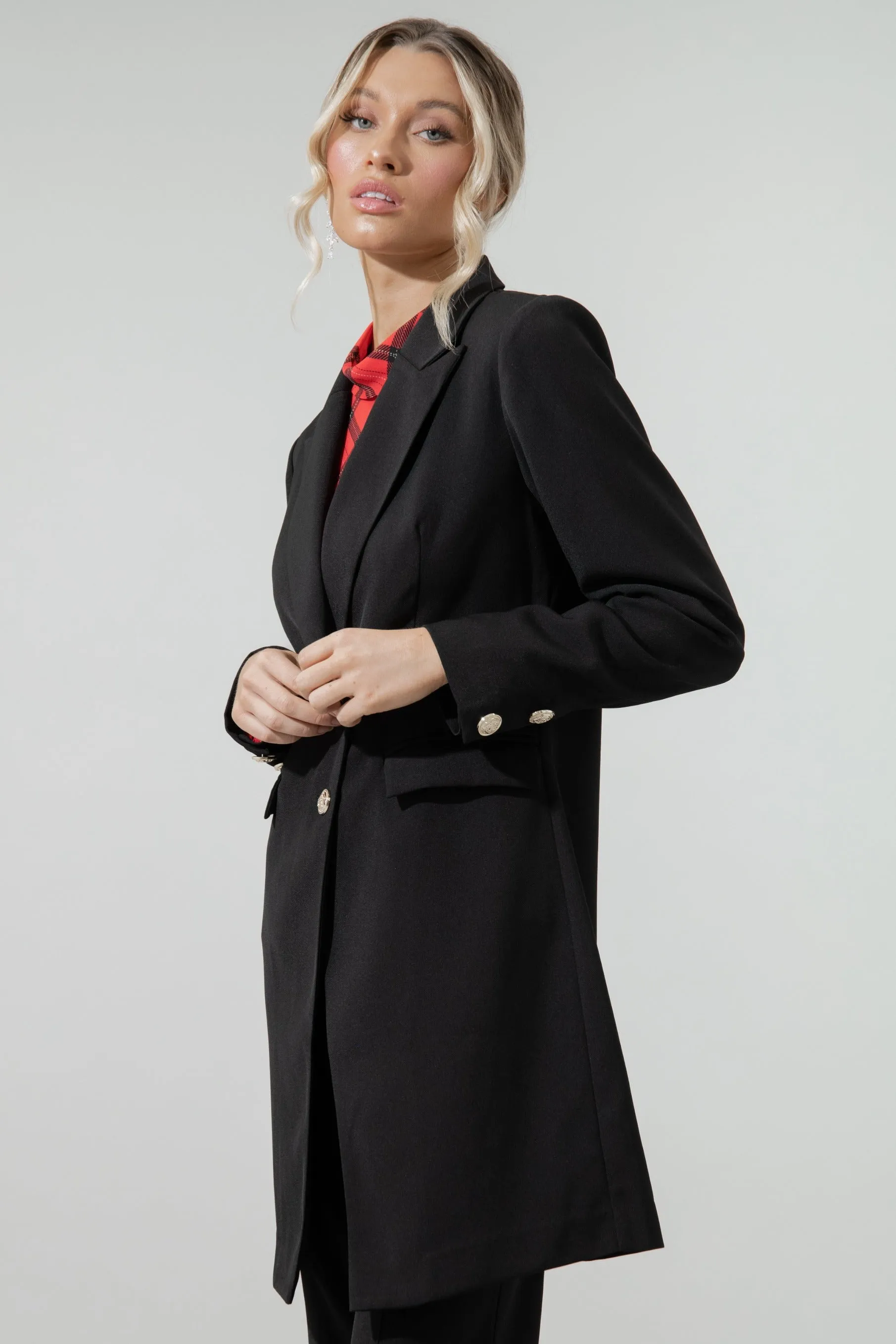 Morgan Peaked Lapel Long Jacket