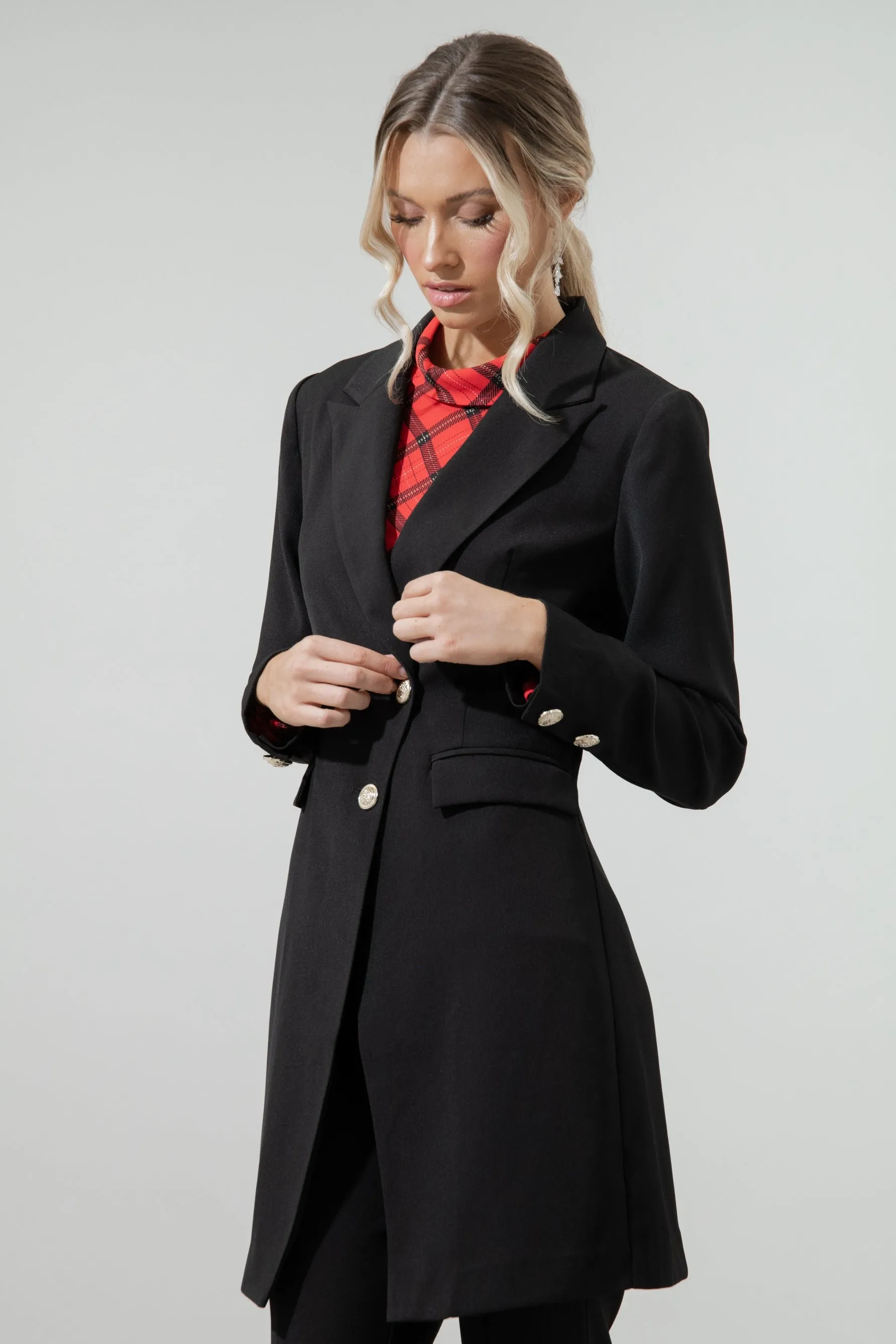 Morgan Peaked Lapel Long Jacket