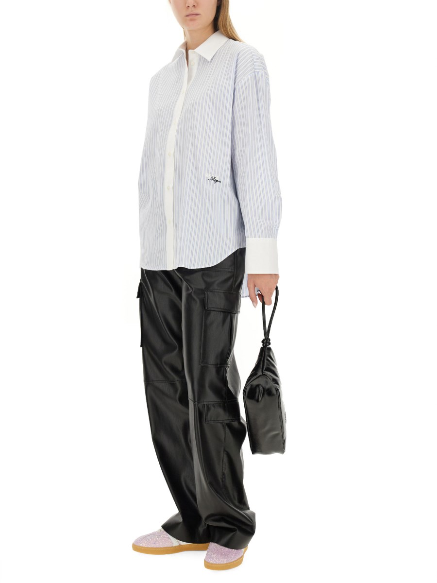 MSGM      PANTALONE CARGO IN TESSUTO SOFT ECO LEATHER