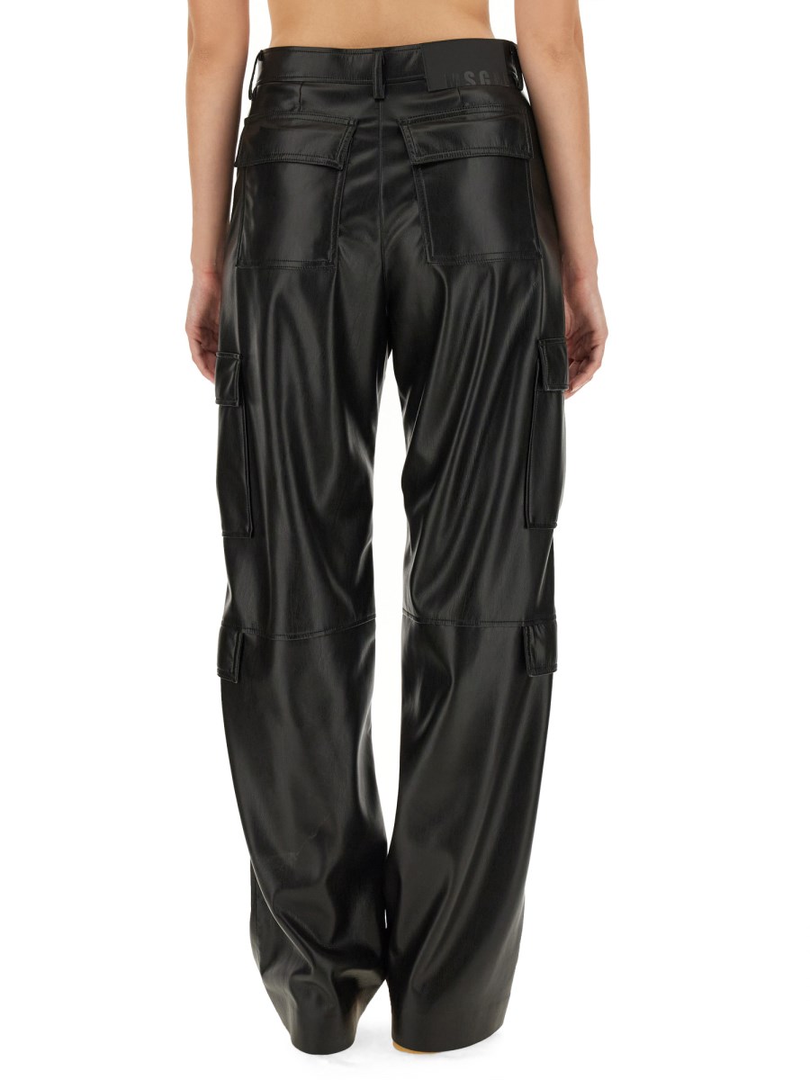 MSGM      PANTALONE CARGO IN TESSUTO SOFT ECO LEATHER