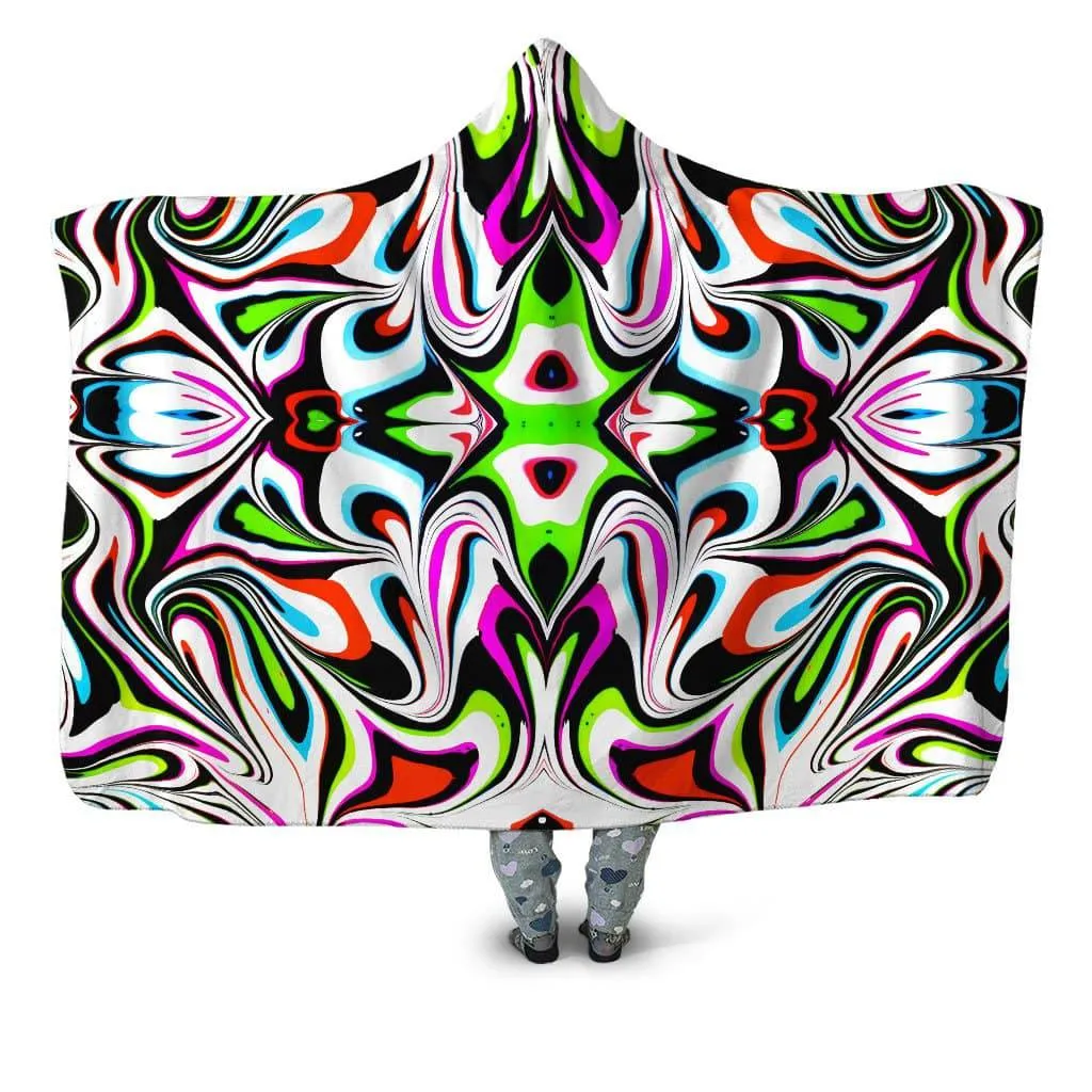 Neon Zebra Portal Hooded Blanket