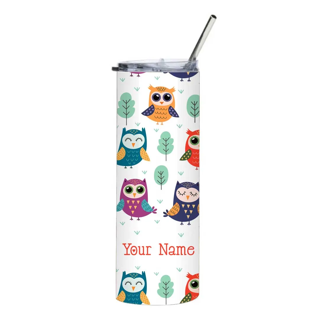 Nutcase Coffee Tumbler Insulated with Metal Straw - Customized Travel Mug 600ml