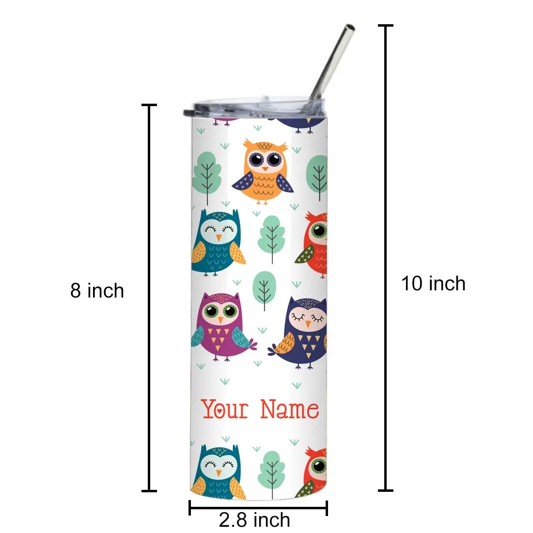 Nutcase Coffee Tumbler Insulated with Metal Straw - Customized Travel Mug 600ml