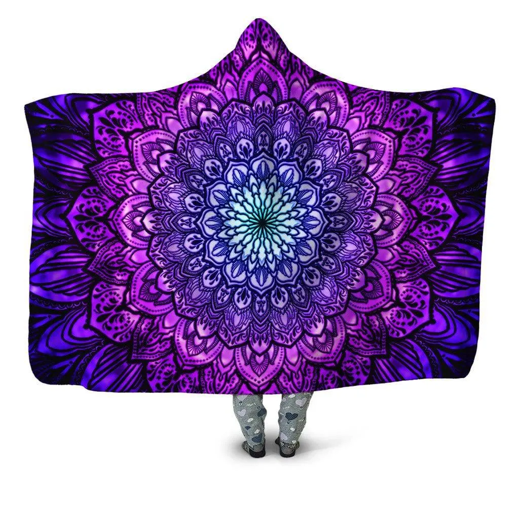 Ornate Mandala Purple Hooded Blanket