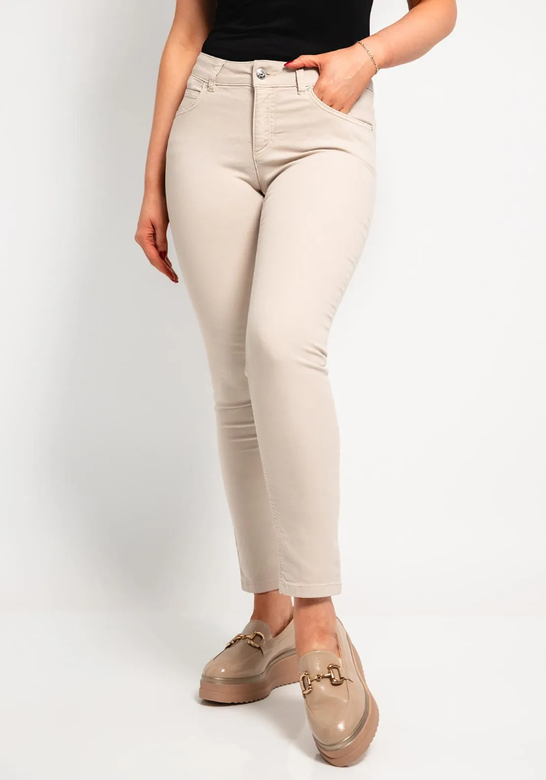 Oui Baxtor Slim Fit Cropped Jeggings, Beige