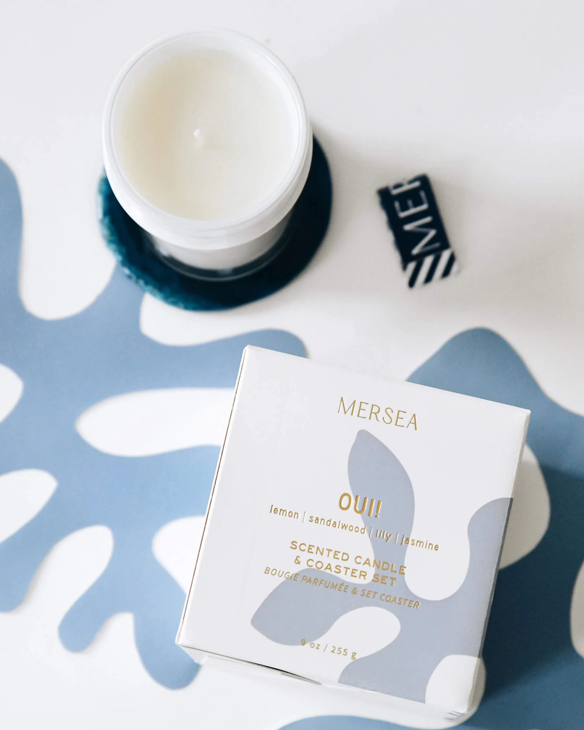 OUI! Boxed Candle & Coaster