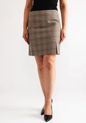 Oui Check Aline Mini Skirt, Brown