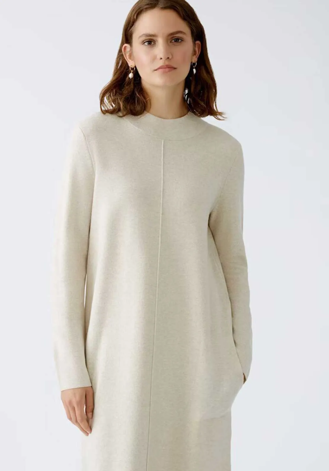 Oui Knitted Jumper Dress, Light Beige