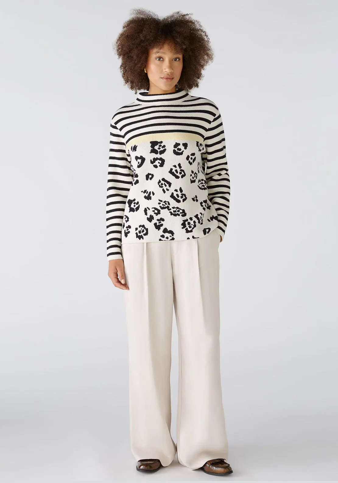 OUI Long Sleeve Print Knit Jumper, Multi