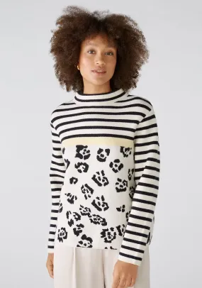 OUI Long Sleeve Print Knit Jumper, Multi