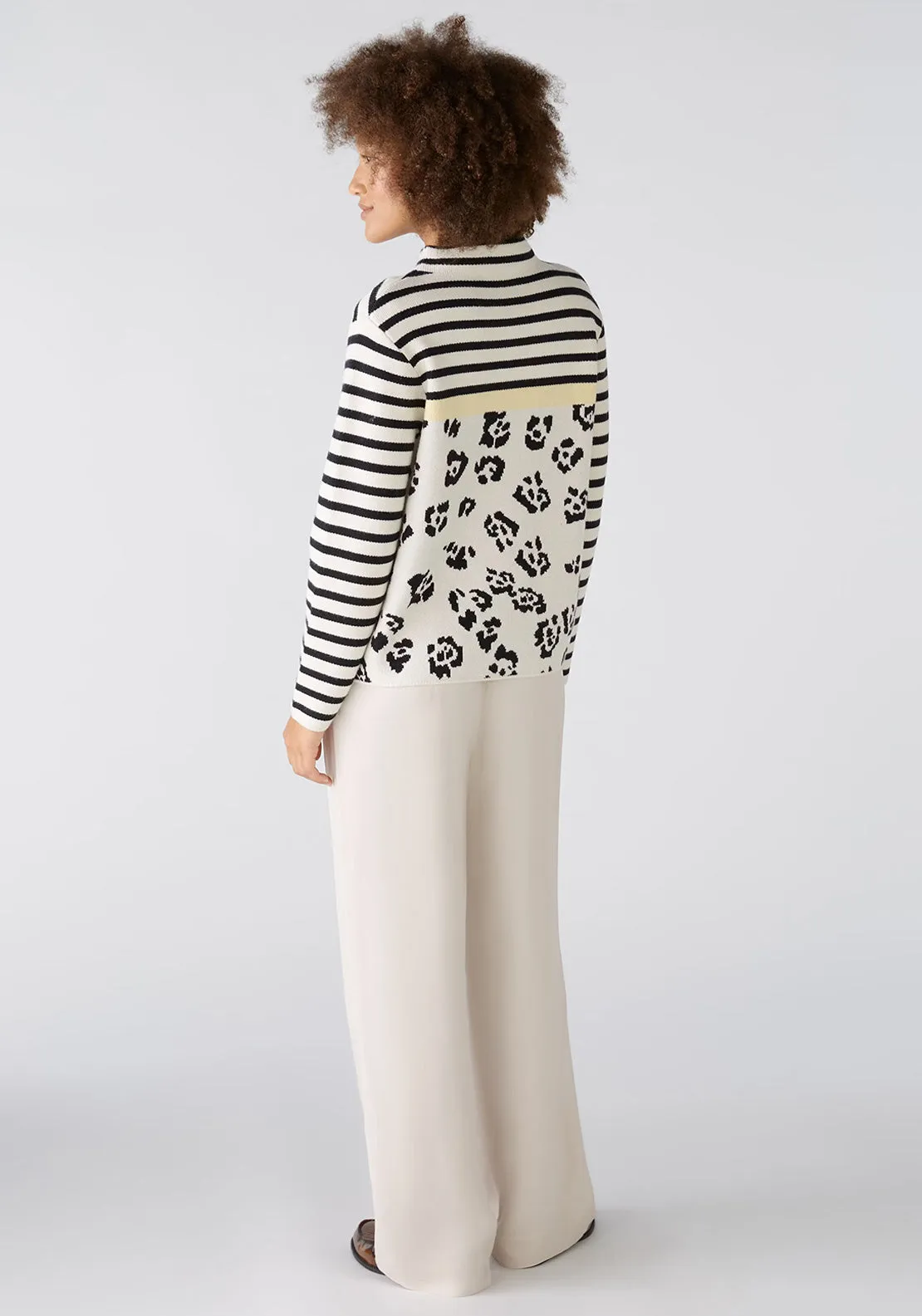 OUI Long Sleeve Print Knit Jumper, Multi