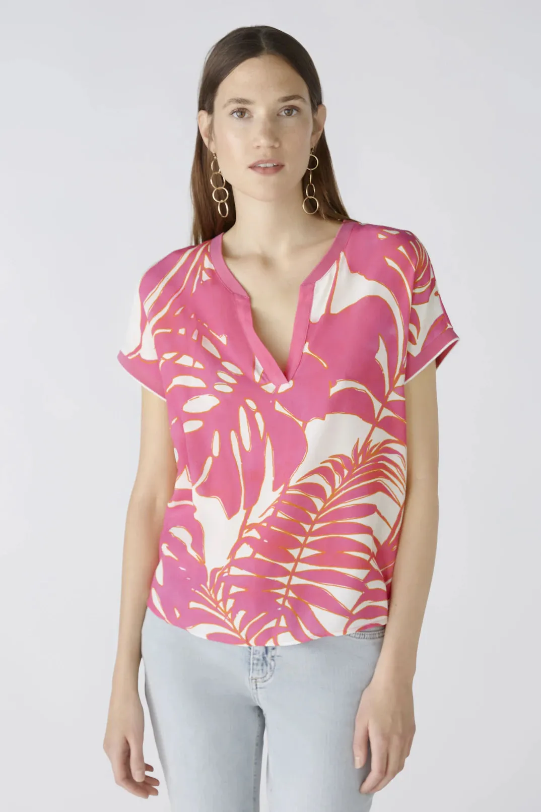 Oui Print Front Jersey Back Top