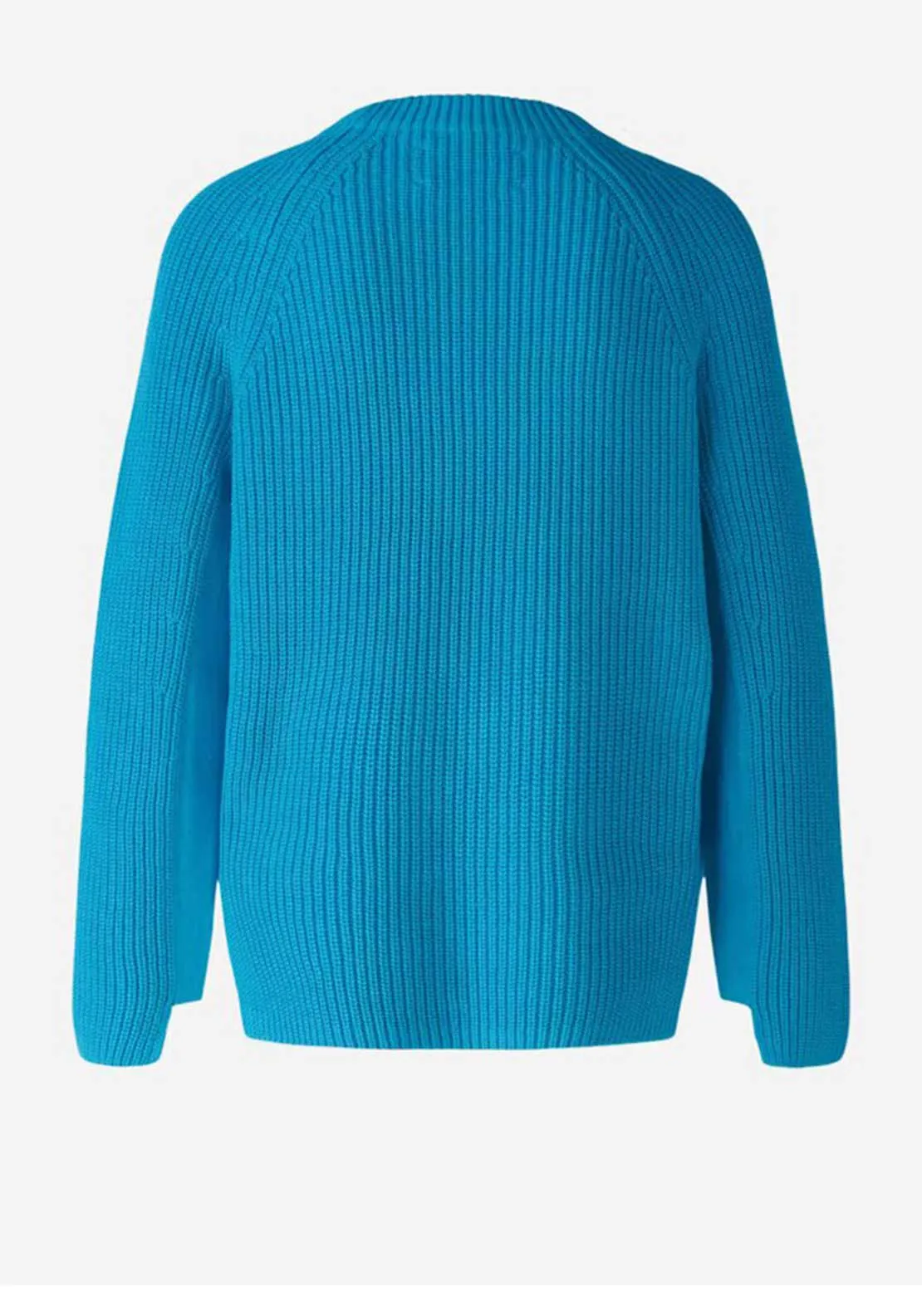 Oui Ribbed Side Zip Cotton Jumper, Blue