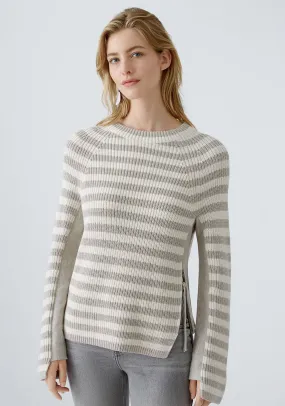 OUI Rubi Stripe Long Sleeve Knit Jumper, Grey