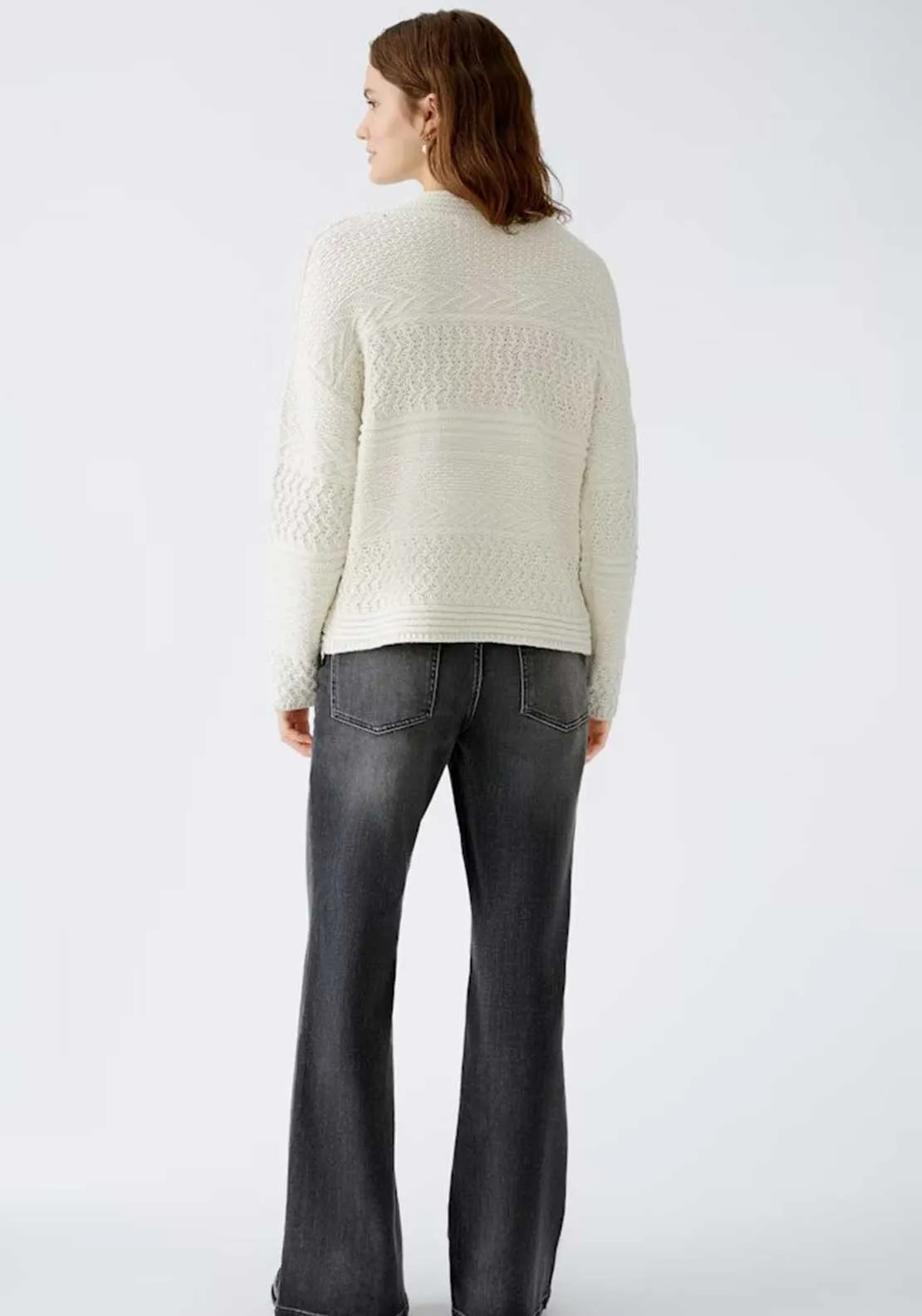 Oui Textured Knit Jumper, Off White