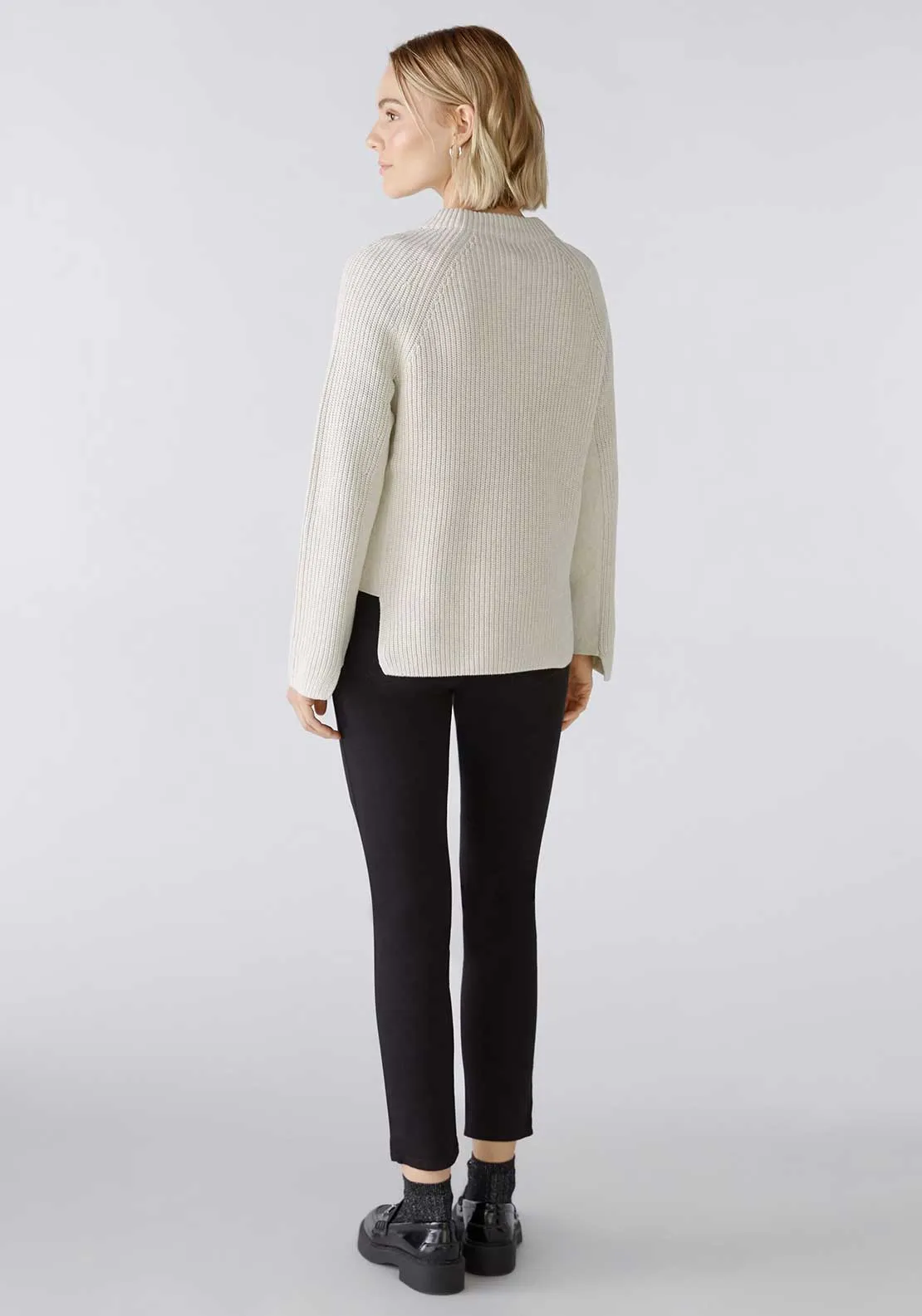 Oui Zip Detail Knitted Jumper, Off White