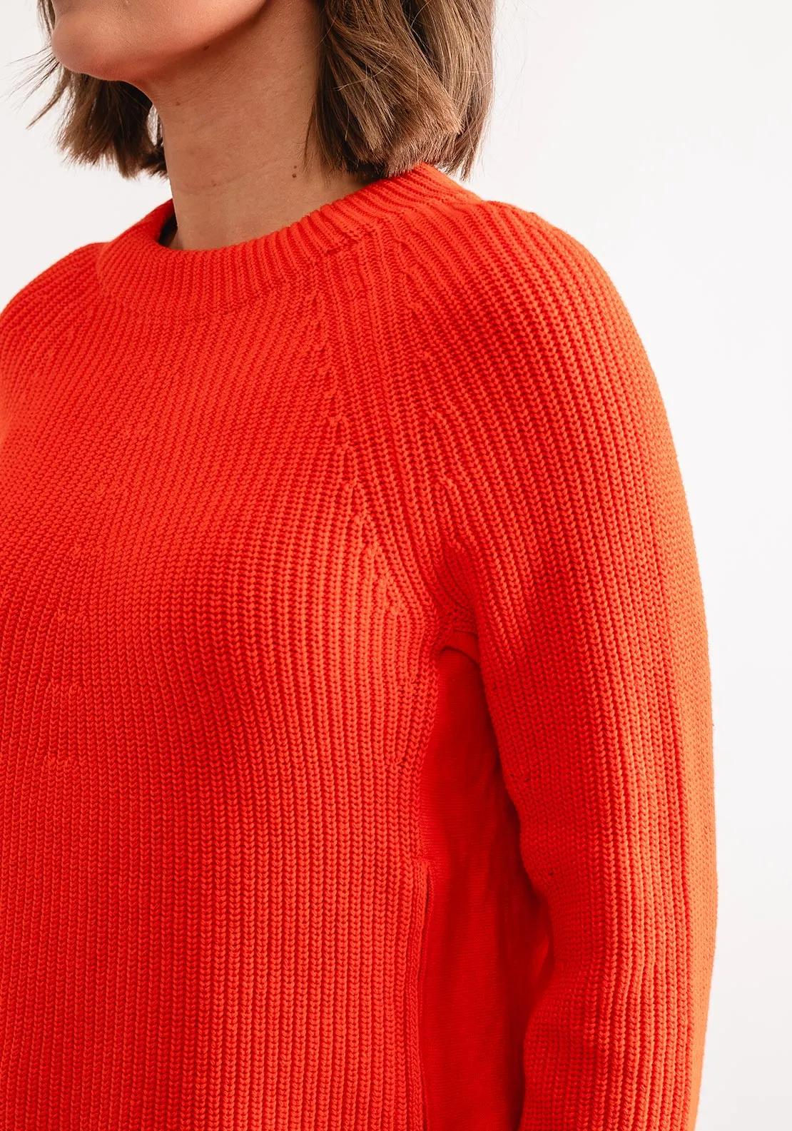 OUI Zip Up Side Detail Knitted Jumper, Orange