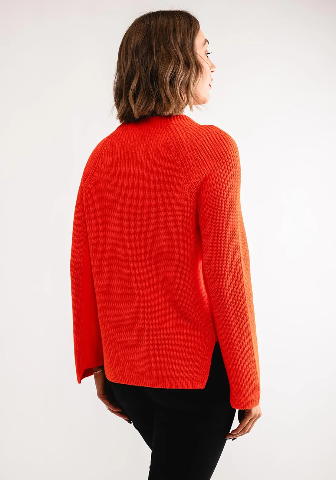 OUI Zip Up Side Detail Knitted Jumper, Orange