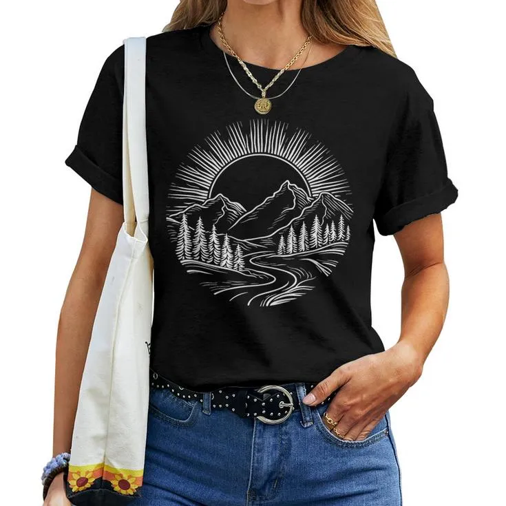 Outdoors Nature Cool Hiking Camping Summer Graphic Women T-shirt