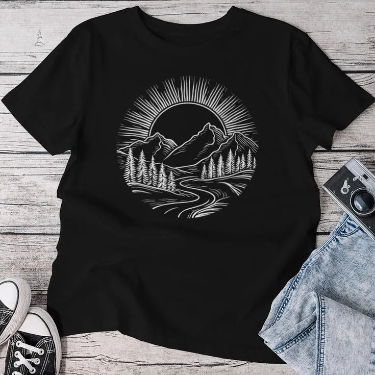 Outdoors Nature Cool Hiking Camping Summer Graphic Women T-shirt