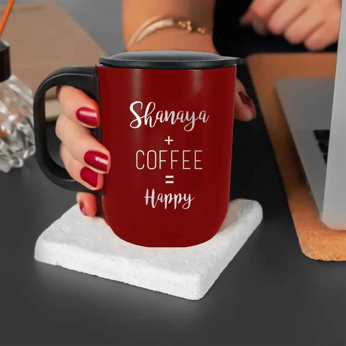 Personalized Stainless Coffee Mug - Insulated Coffee Cup with Lid