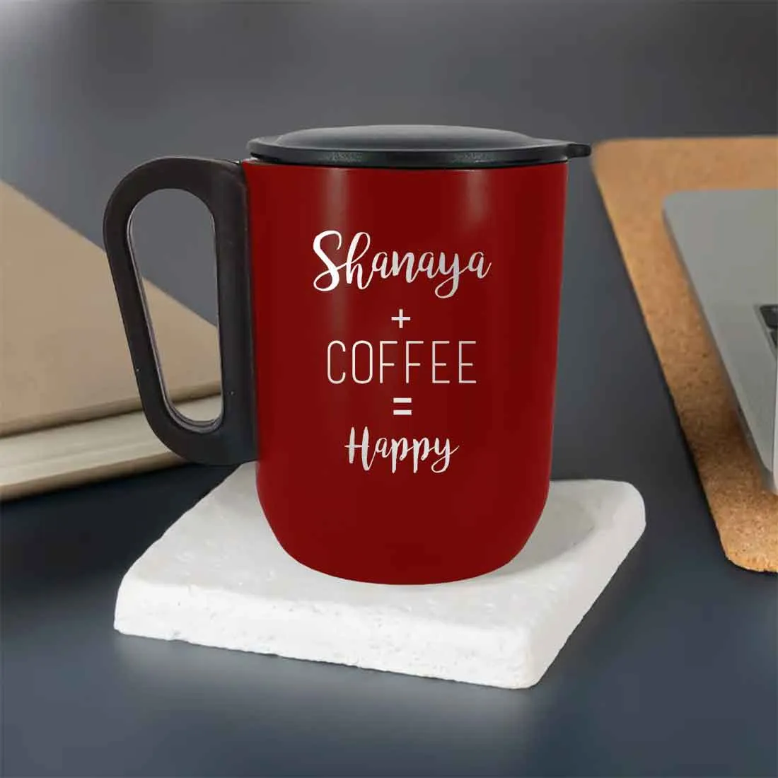 Personalized Stainless Coffee Mug - Insulated Coffee Cup with Lid