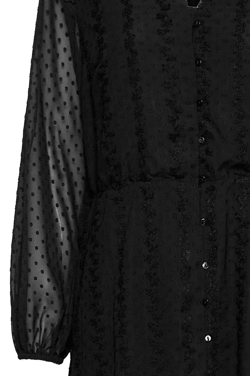 Pima Dress Flounce | Black | Kjole fra Freequent