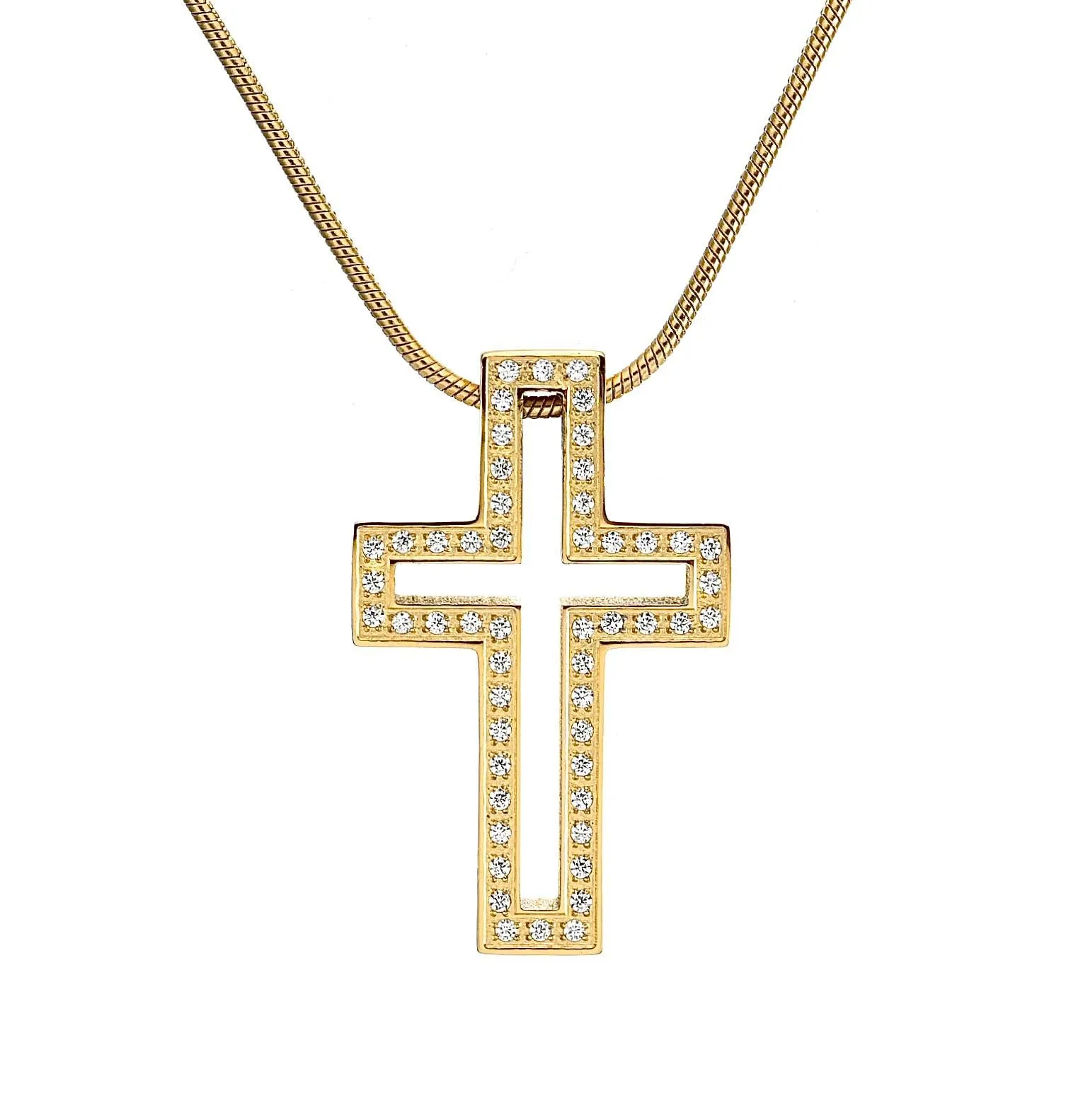 PT098G B.Tiff Lumière Cross 18K Gold Plated Stainless Steel Pendant