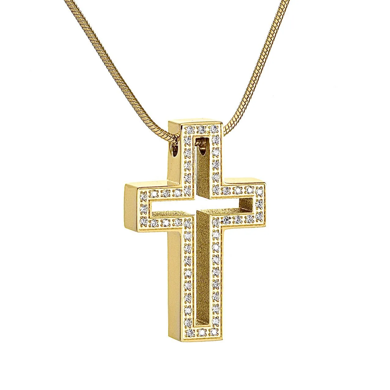 PT098G B.Tiff Lumière Cross 18K Gold Plated Stainless Steel Pendant