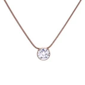 PT201RG B.Tiff 2 ct Solitaire Rose Gold Plated Stainless Steel Pendant Necklace