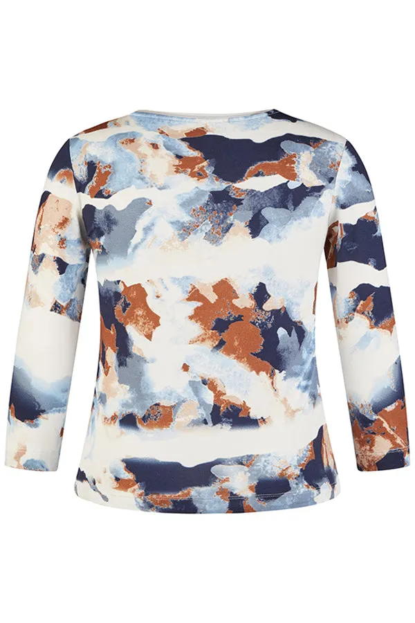 Rabe & LecomteABSTRACT PRINT 3/4 SLEEVE T-SHIRT