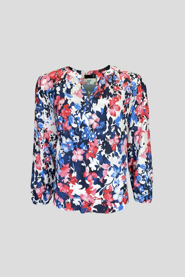 Rabe & LecomteALLOVER BLUE FLORAL PRINT BLOUSE