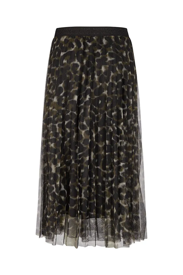 Rabe & LecomteANIMAL PRINT PLEATED TULLE SKIRT