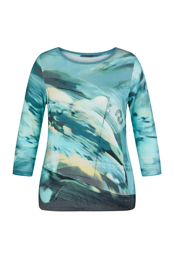 Rabe & LecomteAQUA ABSTRACT WATERCOLOR PRINT T-SHIRT