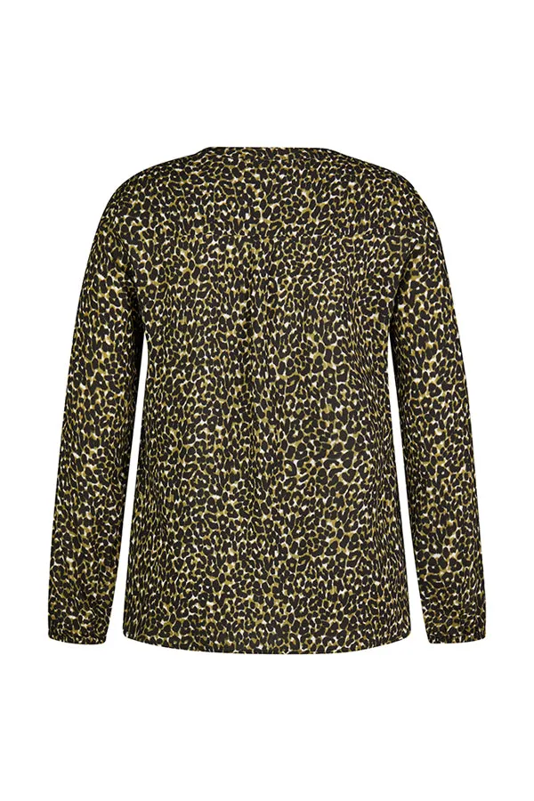 Rabe & LecomteBLACK ANIMAL PRINT V-NECK BLOUSE