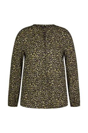 Rabe & LecomteBLACK ANIMAL PRINT V-NECK BLOUSE