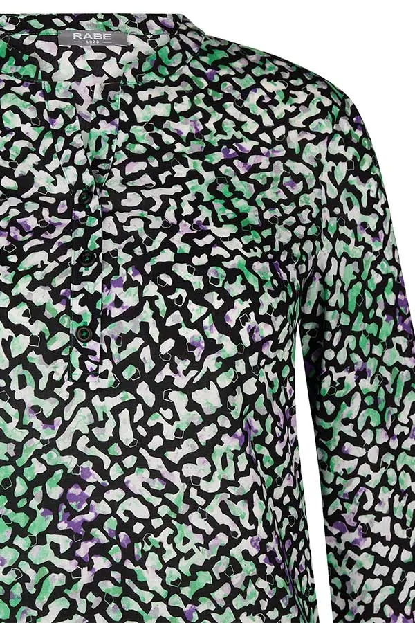 Rabe & LecomteBLACK GREEN ABSTRACT PRINT BLOUSE