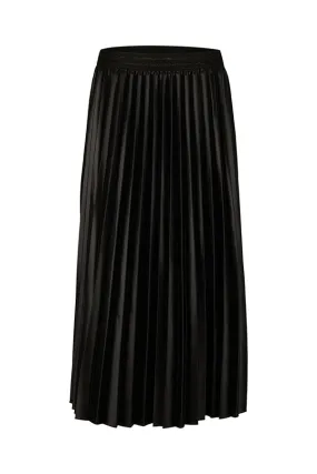 Rabe & LecomteBLACK SHINY PLEATED LONG SKIRT