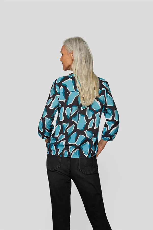 Rabe & LecomteBLUE ABSTRACT PRINT BLOUSE