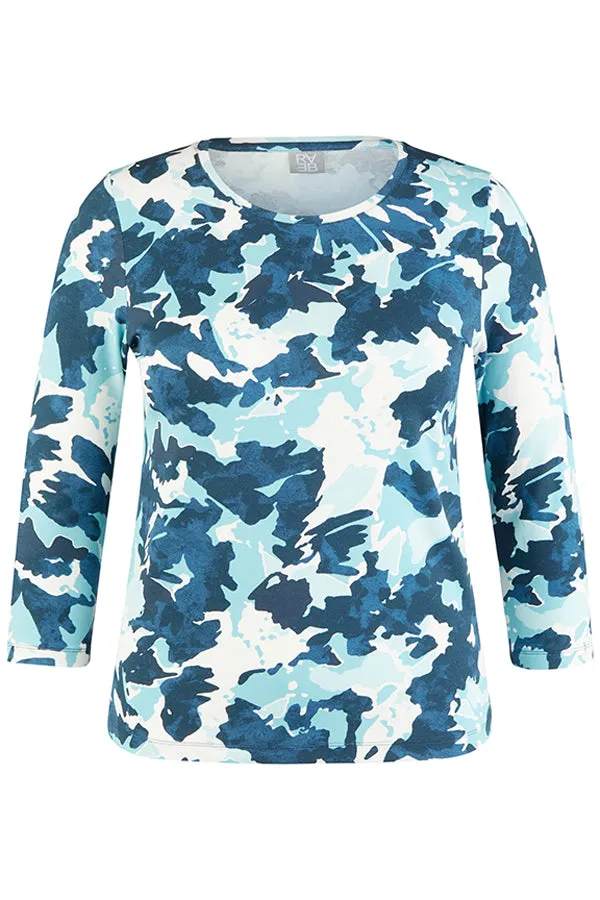 Rabe & LecomteBLUE FLORAL ABSTRACT PRINT T-SHIRT