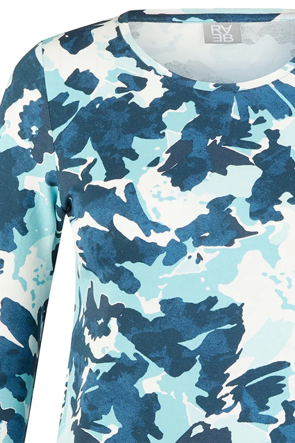 Rabe & LecomteBLUE FLORAL ABSTRACT PRINT T-SHIRT